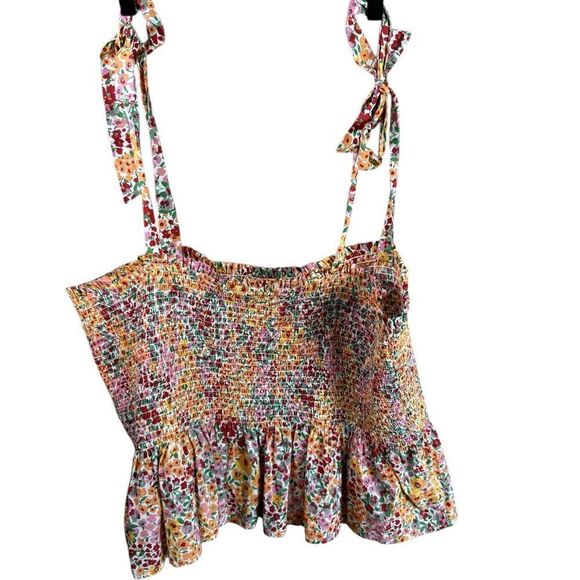 J. Crew Factory Floral Smocked Women's Tank Top - Picture 1 of 6